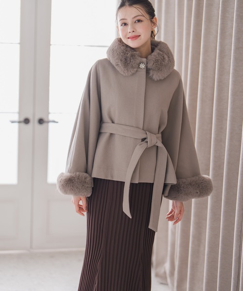 MISCH MASCH（ミッシュマッシュ） ポンチョ 2025秋冬新作 ブローチ付き