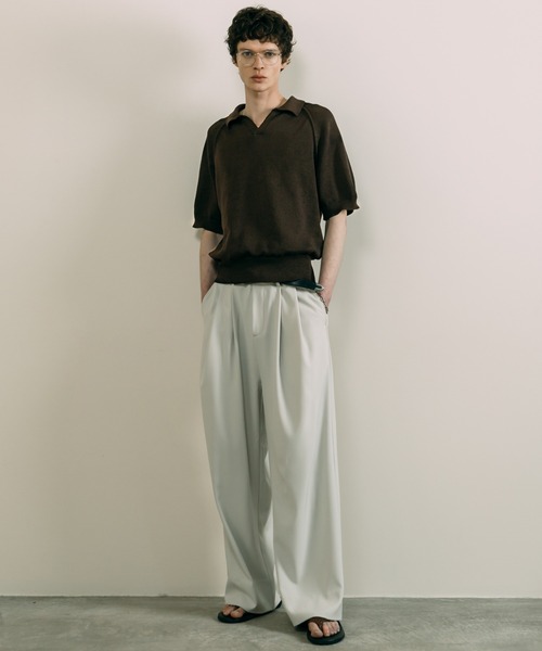 LURAKU スラックス 「LURAKU」two tuck wide straight slacks / 2