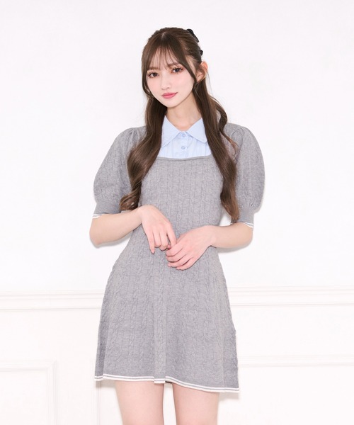 apres jour（アプレジュール） ワンピース シャツレイヤード風ニット