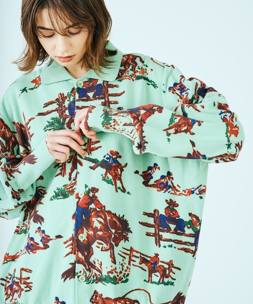 TOWNCRAFT（タウンクラフト） カーディガン PRINTED POLO CARDIGAN