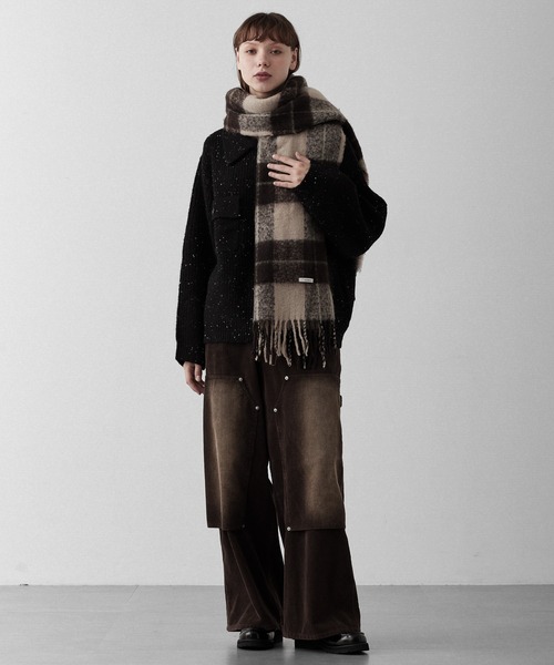 RUUBON セーター ニット nep knit double zip jacket / ネップニット