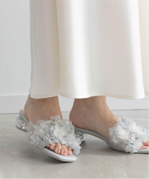 RANDA（ランダ） サンダル シフォンフラワーミュールサンダル