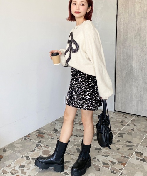 moment+ スカート スパンコールベロアミニスカート : ZOZOTOWN Yahoo