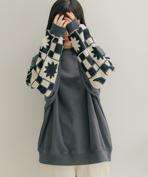 niko and…（ニコアンド） トレーナー スウェット クロシェコンビプル