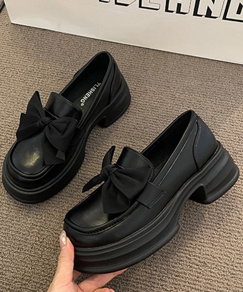 c.u.l ローファー 軽量 リボン付き 厚底ソールローファー culs103