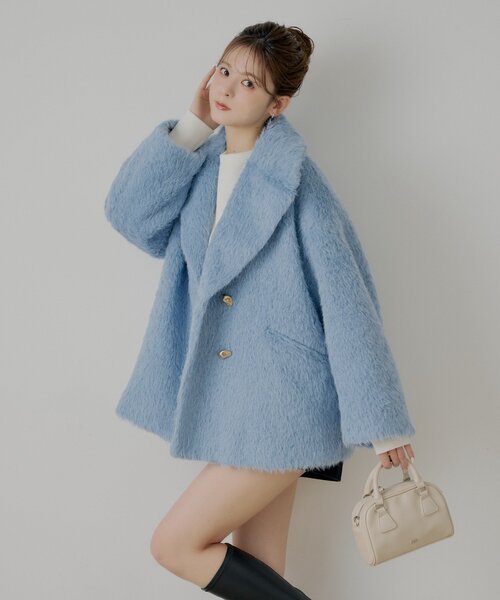 Chico（チコ） コート アウター 金ボタンシャギーミディジャケット