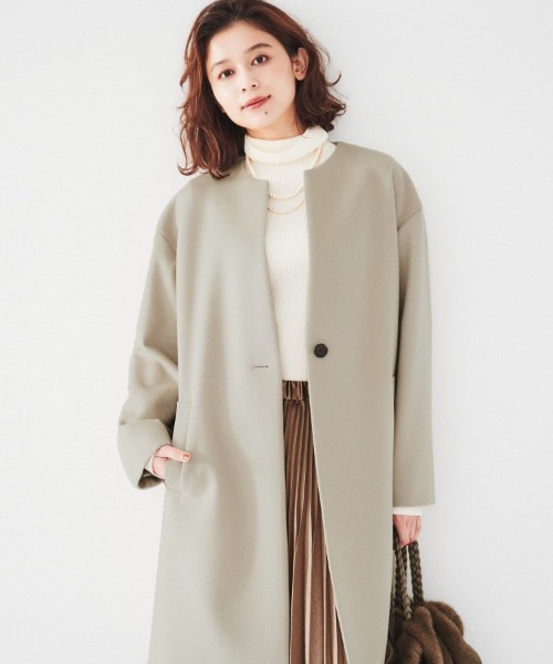 UNTITLED（アンタイトル） ノーカラーコート コート 「ゆったり/軽やか