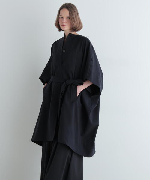 LE PHIL（ル フィル） ノーカラーコート コート ダブルクロスケープ