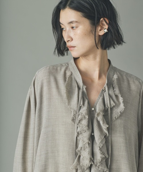 Curensology（カレンソロジー） ブラウス シャツ /ウールMIXビエラ