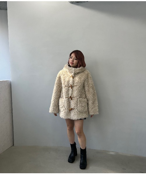 ダッフルコート コート フード付き トグルボタン ファーコート