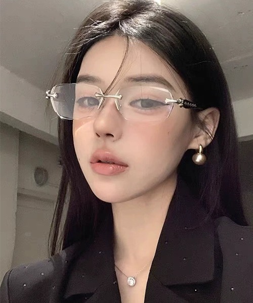 B.I.D. 伊達メガネ メガネ 眼鏡 「横長スクエア リムレスメガネ