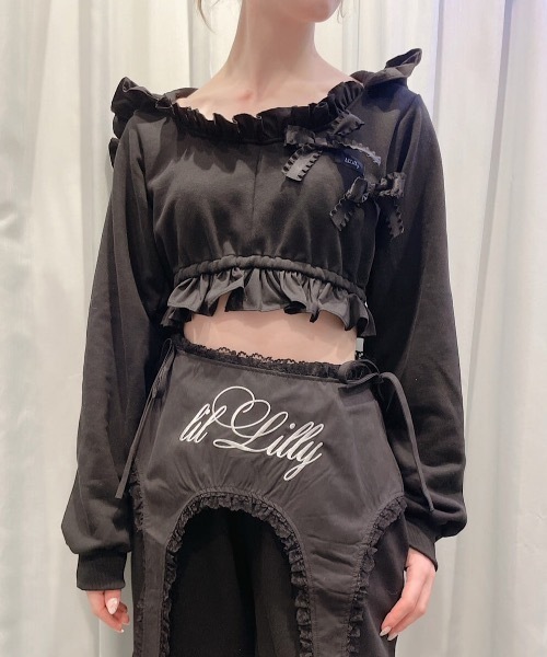 lilLilly（リルリリー） パーカー フリルスウェットパーカー