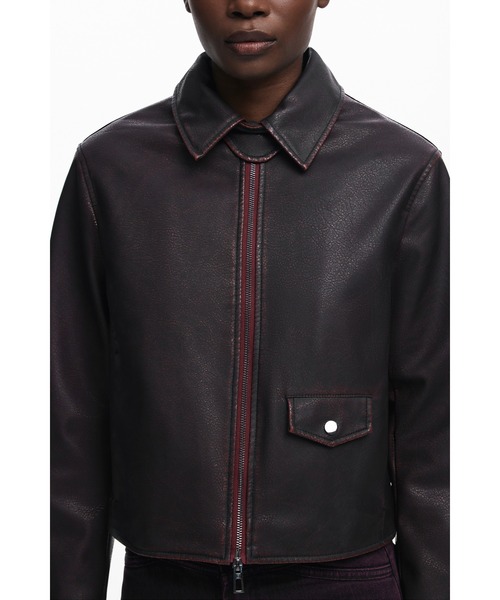 Desigual（デシグアル） レザージャケット ライダース ボルドーの