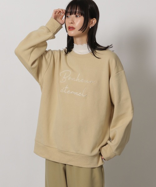 LAKOLE（ラコレ） トレーナー スウェット 裏起毛ブラシ刺繍スウェット