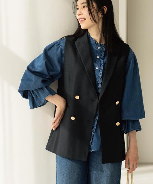 OPAQUE.CLIP（オペークドットクリップ） ベスト ジレ 金ボタンダブル