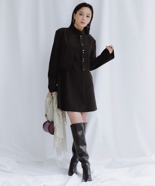 anuans（アニュアンス） ワンピース カットジョーゼットミニワンピース