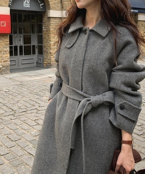 FAVORITO コート チェスターコート リボンロングスタンドカラー