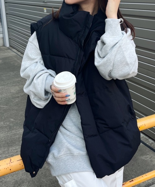 CLEA ダウンベスト ベスト スタンドカラーフェイクダウン/中綿オーバー