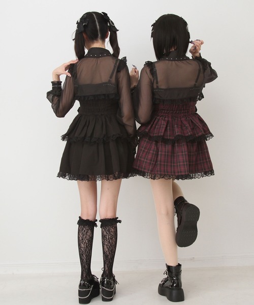 DearMyLove ワンピース スタッズジップシアーボレロレースフリルキャミ