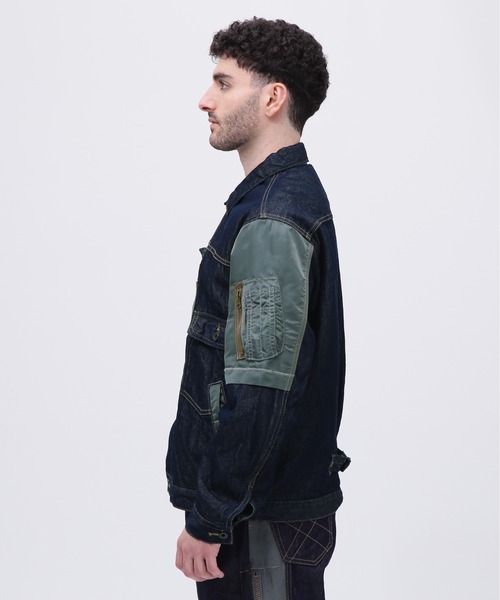 AVIREXアビレックス Gジャンデニムジャケット 襟袖ボア付き ヒジテツ様