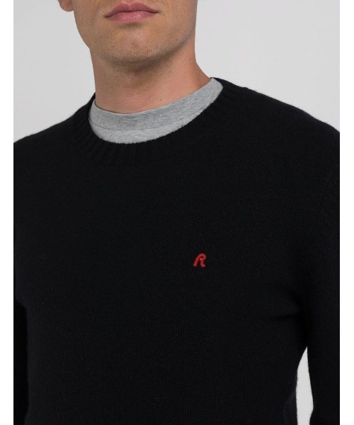REPLAY（リプレイ） セーター ニット Rロゴ ラムブレンド ストレッチ