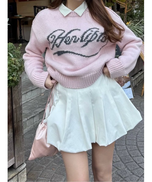 Her lip to ニット セーター Loved one Logo Jacquard Knit レディース