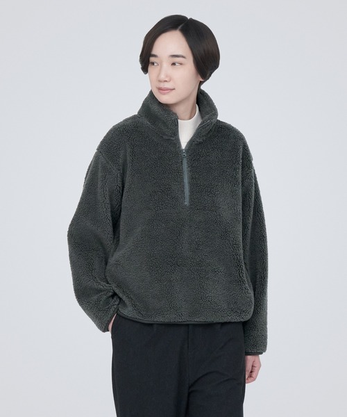 無印良品（MUJI） ボアフリースハーフジッププルオーバー レディース