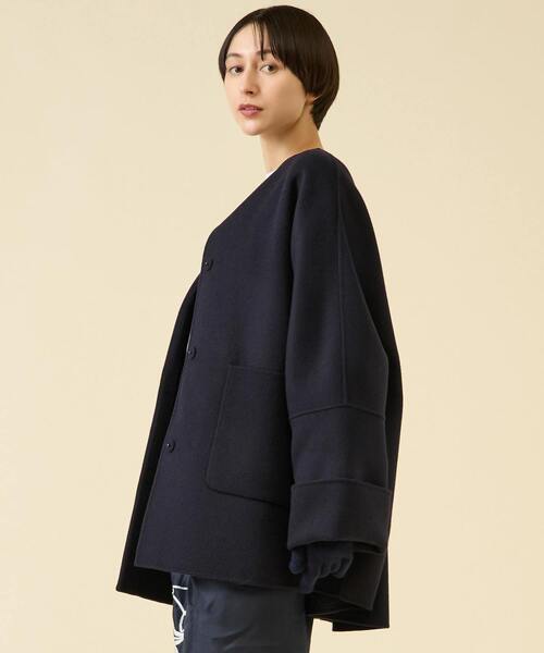 martinique（マルティニーク） ポンチョ ウールリバーノーカラーコート