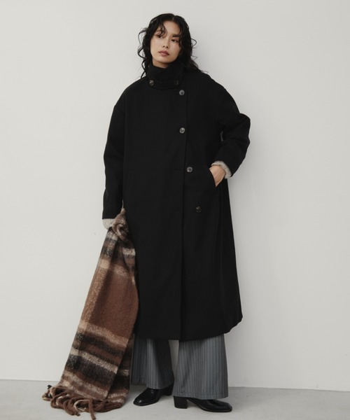 flaner ステンカラーコート MEDIUM ブラック レディース : ZOZOTOWN