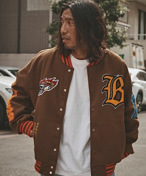 ALL RUNS スタジャン フェイクメルトン サガラワッペンスタジャン