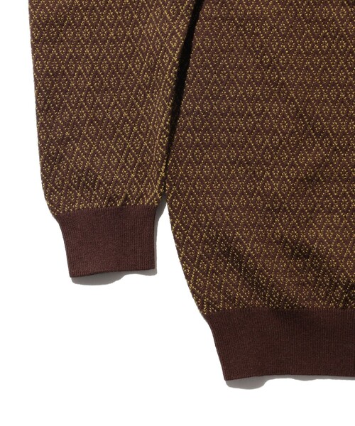 BEAMS+（ビームスプラス） ポロシャツ ダイヤモンド パターン ニット