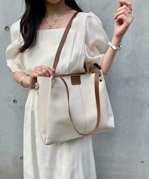 トートバッグ 「A4サイズ対応」大容量 2WAYフェイクレザー ショルダー