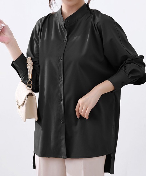 ブラウス シャツ スタンドカラーとろみシャツ レディース : ZOZOTOWN