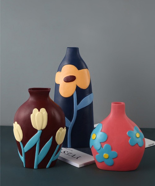 aimoha（アイモハ） 花瓶 カラフルなお花の陶器花瓶 : ZOZOTOWN Yahoo