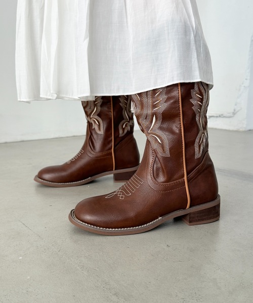 CLEA ブーツ ウエスタンロングブーツ レディース : ZOZOTOWN Yahoo!店