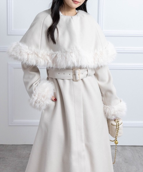 CLEAR BASIC コート アウター ファー付き2wayケープロングコート「大人