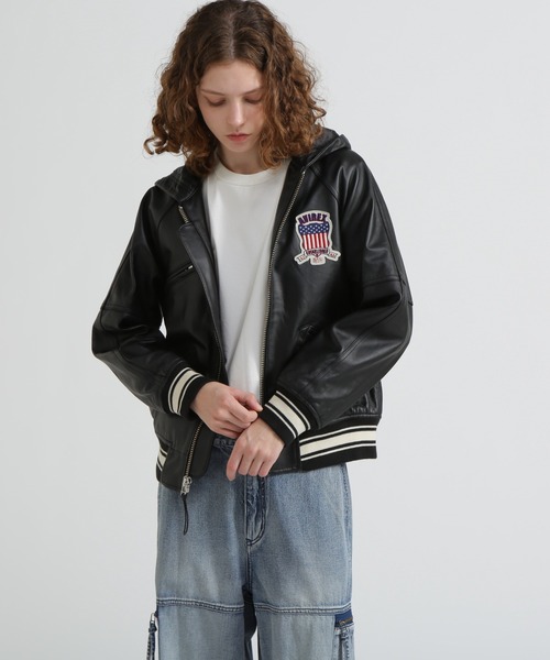 AVIREX（アヴィレックス） スタジャン SIGNATURE HOODED LEATHER