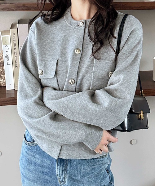 GeeRA（ジーラ） カーディガン ロングシーズン使える！金ボタン長袖