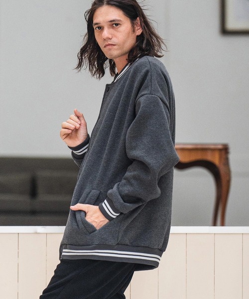 CAMBIO（カンビオ） スタジャン mj9365- リブボーダー裏起毛スウェット