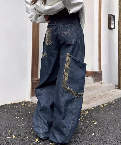 SHEENA（シーナ） ジーンズ デニム デニムパンツ レオパード柄