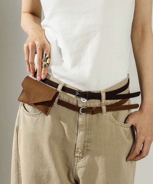 en CAnAF ウエストポーチ ウエストバッグ スウェード調 ミニポーチ