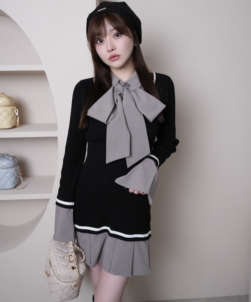 LIP SERVICE（リップサービス） ワンピース シャツドッキングプリーツ