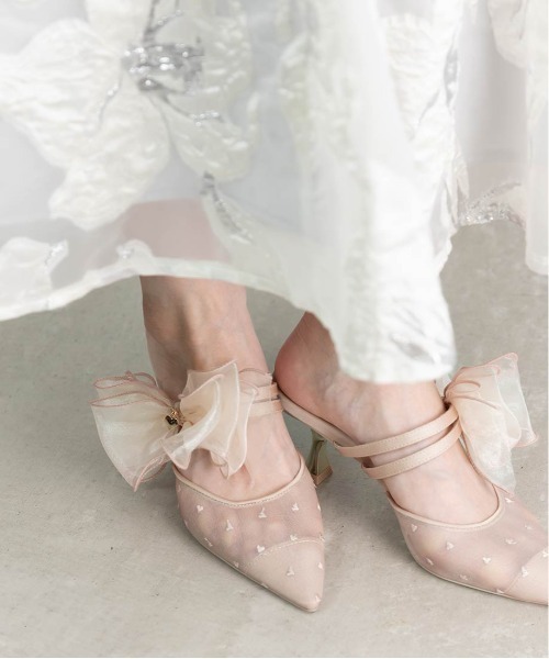 RANDA（ランダ） パンプス 「HEART COLLECTION」シフォンリボンハート