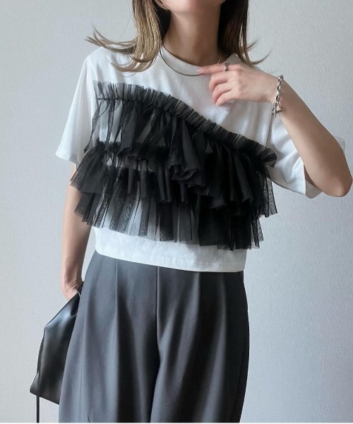 each alchemist tシャツ チュールフリルビスチェ付Tシャツ レディース