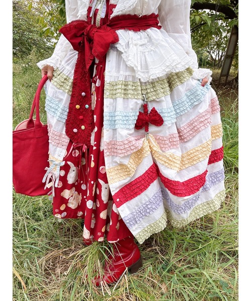 PINK HOUSE（ピンクハウス） ブローチ リボンモチーフ付きサスペンダー