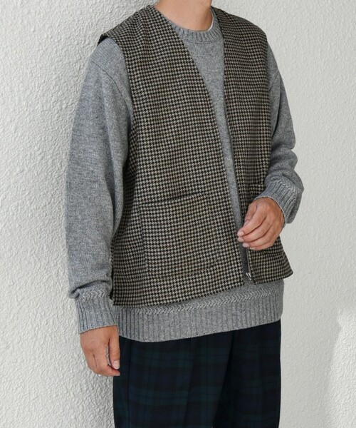 SHIPS any ベスト ジレ any: 「手洗い可能」リラックス ツイード