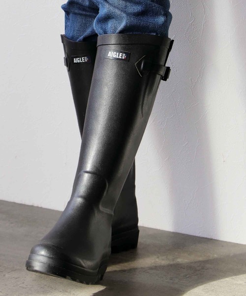AIGLE（エーグル） 長靴 レインブーツ 乗馬風バックル付きレインロング