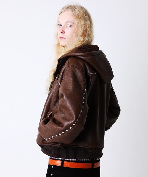 AFB（エーエフビー） ブルゾン アウター STUDDED HOODED BOMBER JACKET