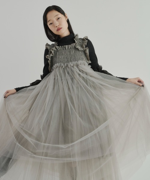 PERNA（ペルナ） ワンピース チュールギャザーキャミワンピース