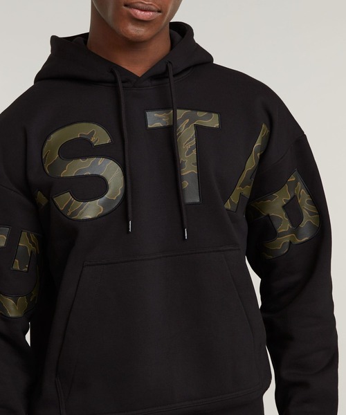 G-STAR RAW パーカー EMBRO PRINT LOOSE HOODED SWEATER/ロゴ刺繍